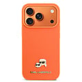 Karl Lagerfeld Karl Lagerfeld iPhone 17 Pro Max/iPhone 18 Pro Max Coque arrière MagSafe Cuir Saffiano Logo représentant les têtes de Karl & Choupette - Orange