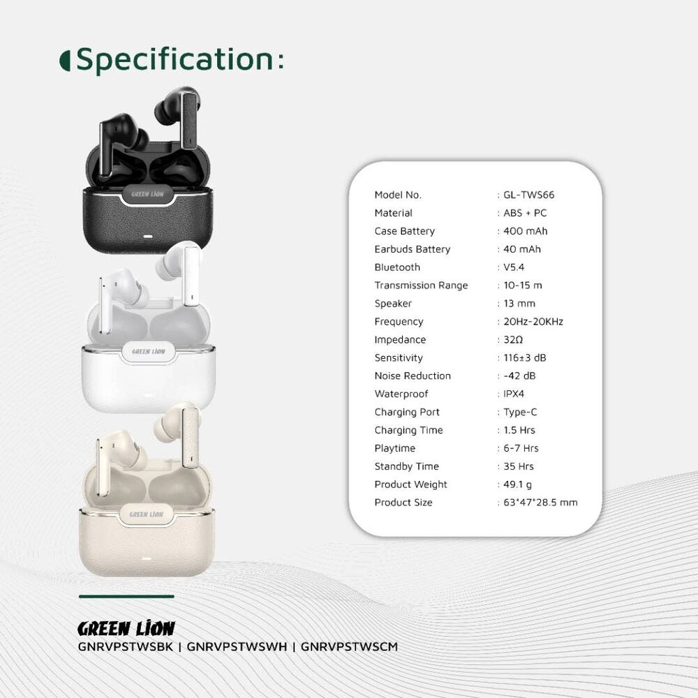 Green Lion Green Lion River Plus True Wireless Earbuds - Noir Green Lion Green Lion River Plus True Wireless Earbuds - Noir