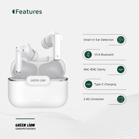 Green Lion Green Lion River Plus True Wireless Earbuds - Blanc Green Lion Green Lion River Plus True Wireless Earbuds - Blanc