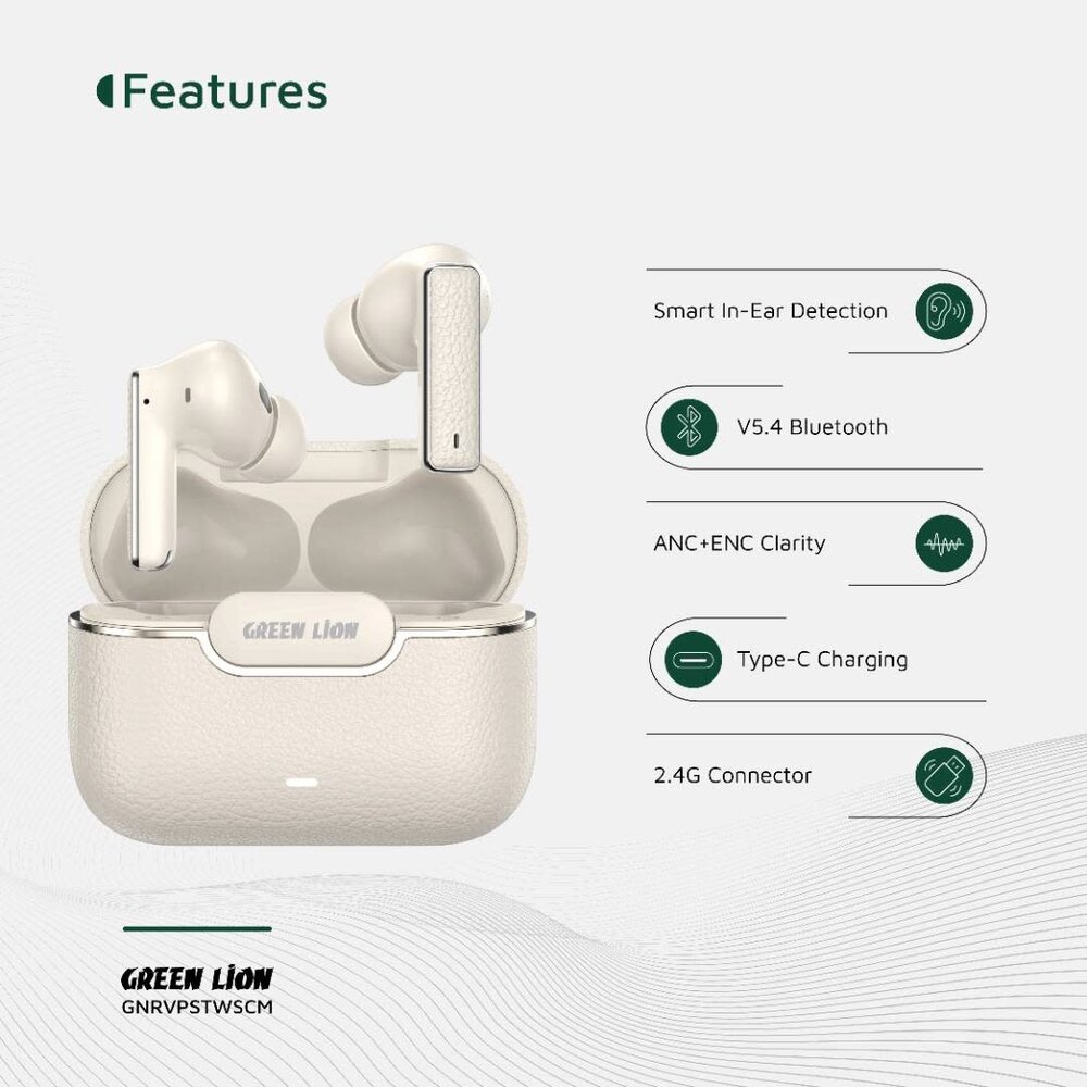 Green Lion Green Lion River Plus True Wireless Earbuds - Beige Green Lion Green Lion River Plus True Wireless Earbuds - Beige
