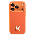Karl Lagerfeld Karl Lagerfeld iPhone 17 Pro Max/iPhone 18 Pro Max Coque arrière MagSafe Cuir Saffiano Logo K & Karl métallique - Orange