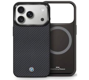 BMW BMW 17 Pro Max Backcover hoesje - MagSafe - Matte Carbon Fiber - Metal Propeller Logo - Zwart BMW BMW 17 Pro Max Backcover hoesje - MagSafe - Matte Carbon Fiber - Metal Propeller Logo - Zwart