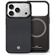 BMW BMW 17 Pro Backcover hoesje - MagSafe - Matte Carbon Fiber - Metal Propeller Logo - Zwart