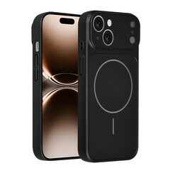AG Matte Glass iPhone 15 Backcover hoesje - Magsafe full protection cover - Zwart