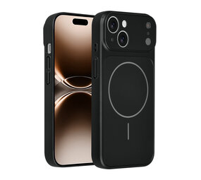 AG Matte Glass AG Matte Glass iPhone 15 Backcover hoesje - Magsafe full protection cover - Zwart