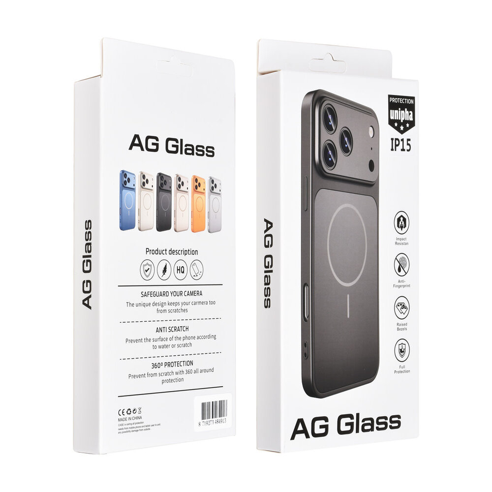 AG Matte Glass AG Matte Glass iPhone 15 Back cover case - Magsafe full protection cover - Black AG Matte Glass AG Matte Glass iPhone 15 Back cover case - Magsafe full protection cover - Black