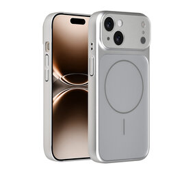 AG Matte Glass AG Matte Glass iPhone 15 Back cover case - Magsafe full protection cover - Silver
