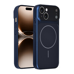 AG Matte Glass iPhone 15 Back-Cover hul - Magsafe full protection cover - Blau