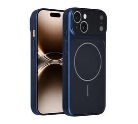 AG Matte Glass AG Matte Glass iPhone 15 Back cover case - Magsafe full protection cover - Blue