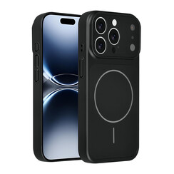 AG Matte Glass iPhone 15 Pro Back-Cover hul - Magsafe full protection cover - Schwarz