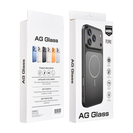 AG Matte Glass AG Matte Glass iPhone 15 Pro Backcover hoesje - Magsafe full protection cover - Zwart AG Matte Glass AG Matte Glass iPhone 15 Pro Backcover hoesje - Magsafe full protection cover - Zwart