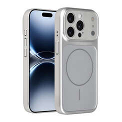 AG Matte Glass iPhone 15 Pro Backcover hoesje - Magsafe full protection cover - Zilver
