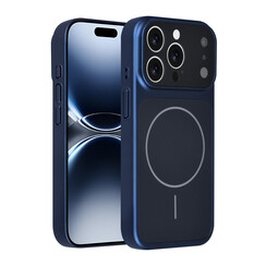 AG Matte Glass iPhone 15 Pro Back cover coque - Magsafe full protection cover - Bleu