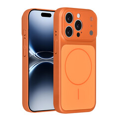 AG Matte Glass iPhone 15 Pro Back cover coque - Magsafe full protection cover - Orange