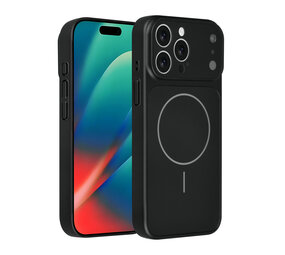 AG Matte Glass AG Matte Glass iPhone 15 Pro Max Backcover hoesje - Magsafe full protection cover - Zwart