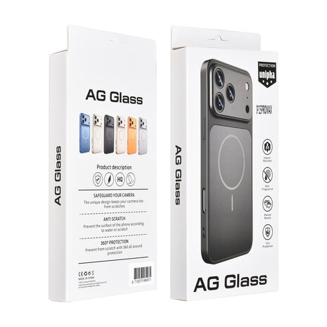 AG Matte Glass AG Matte Glass iPhone 15 Pro Max Backcover hoesje - Magsafe full protection cover - Zwart