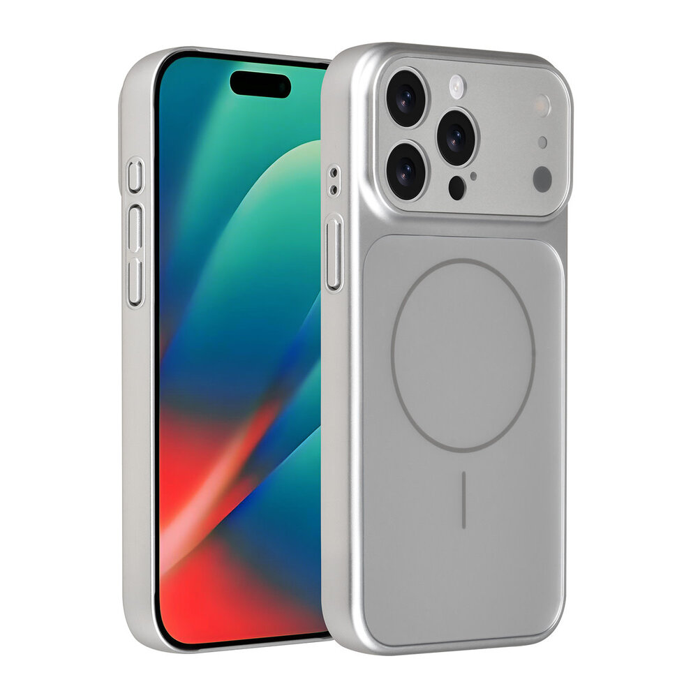 AG Matte Glass AG Matte Glass iPhone 15 Pro Max Back cover coque - Magsafe full protection cover - Argent