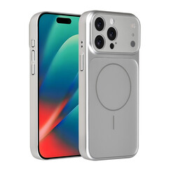 AG Matte Glass iPhone 15 Pro Max Back cover coque - Magsafe full protection cover - Argent
