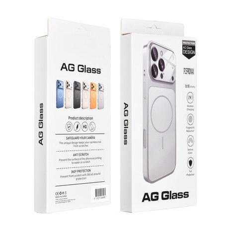 AG Matte Glass AG Matte Glass iPhone 15 Pro Max Back cover coque - Magsafe full protection cover - Argent