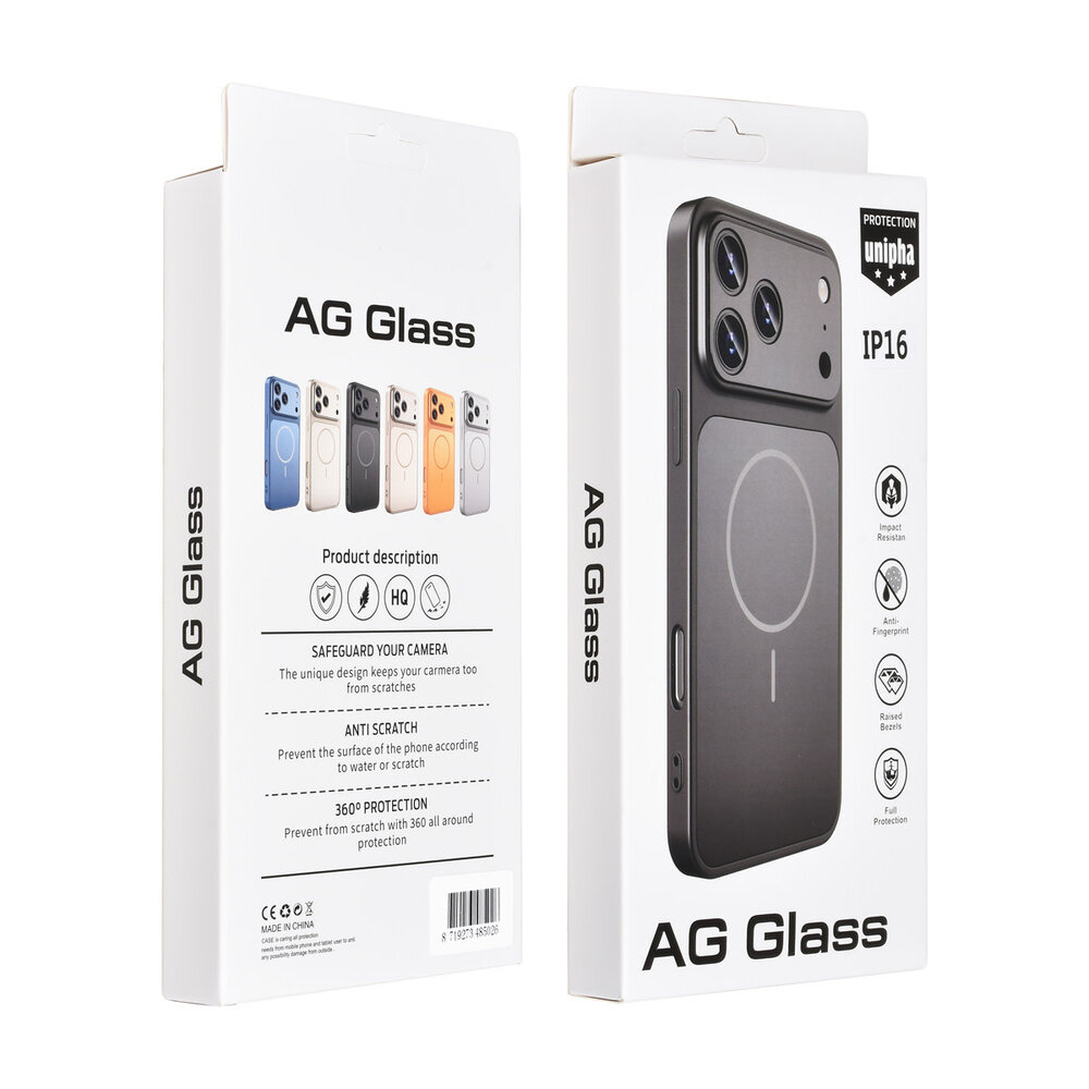 AG Matte Glass AG Matte Glass iPhone 16 Backcover hoesje - Magsafe full protection cover - Zwart