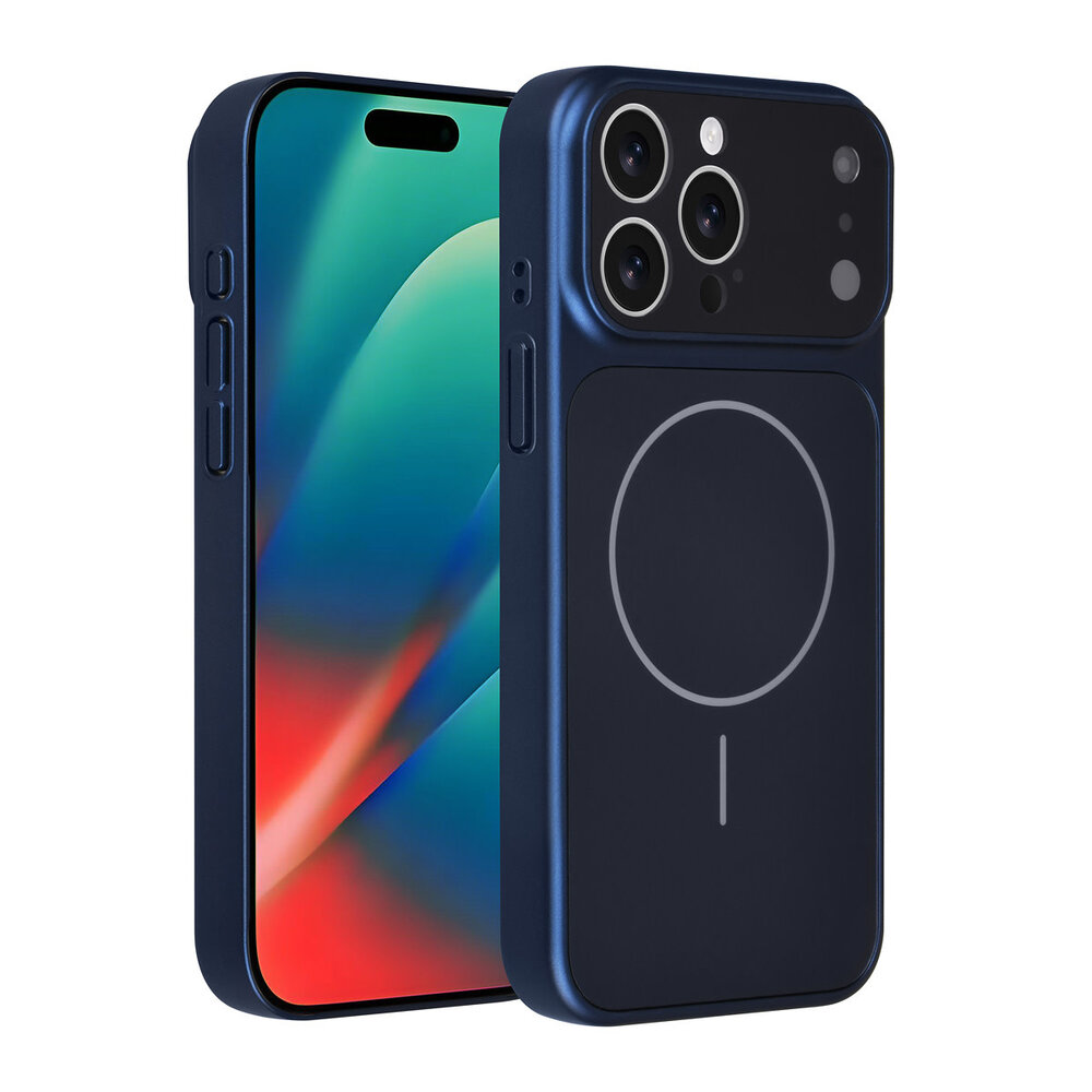 AG Matte Glass AG Matte Glass iPhone 15 Pro Max Back cover coque - Magsafe full protection cover - Bleu