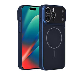 AG Matte Glass AG Matte Glass iPhone 15 Pro Max Backcover hoesje - Magsafe full protection cover - Blauw