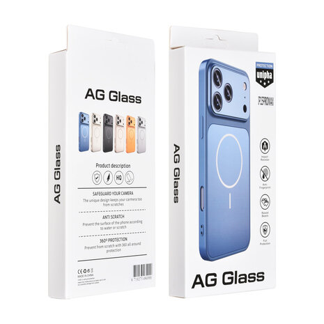 AG Matte Glass AG Matte Glass iPhone 15 Pro Max Back cover coque - Magsafe full protection cover - Bleu
