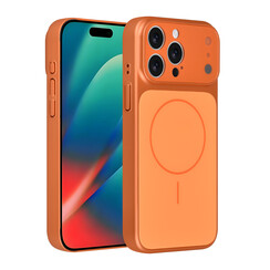 AG Matte Glass iPhone 15 Pro Max Backcover hoesje - Magsafe full protection cover - Oranje