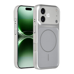 AG Matte Glass iPhone 16 Backcover hoesje - Magsafe full protection cover - Zilver