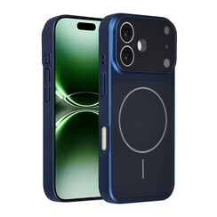 AG Matte Glass iPhone 16 Backcover hoesje - Magsafe full protection cover - Blauw