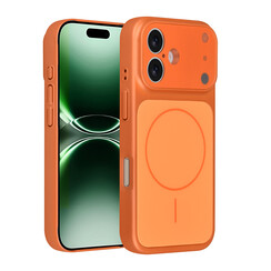 AG Matte Glass iPhone 16 Backcover hoesje - Magsafe full protection cover - Oranje