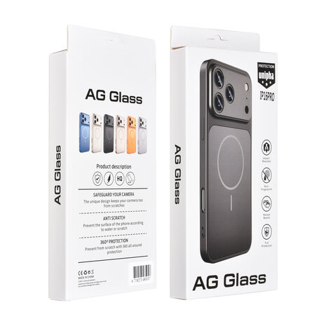 AG Matte Glass AG Matte Glass iPhone 16 Pro Backcover hoesje - Magsafe full protection cover - Zwart AG Matte Glass AG Matte Glass iPhone 16 Pro Backcover hoesje - Magsafe full protection cover - Zwart