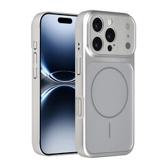 AG Matte Glass iPhone 16 Pro Backcover hoesje - Magsafe full protection cover - Zilver