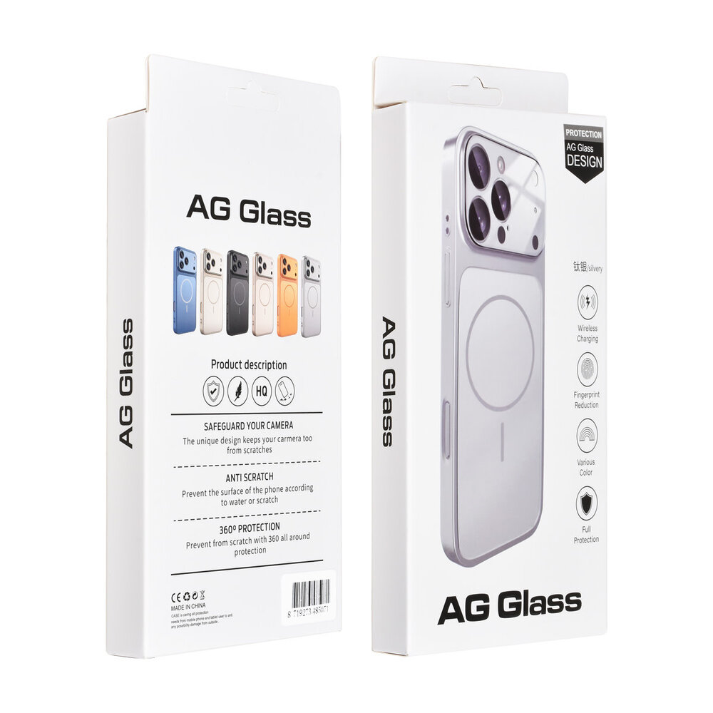 AG Matte Glass AG Matte Glass iPhone 16 Pro Back cover case - Magsafe full protection cover - Silver