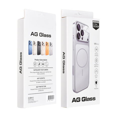 AG Matte Glass AG Matte Glass iPhone 16 Pro Back cover case - Magsafe full protection cover - Silver