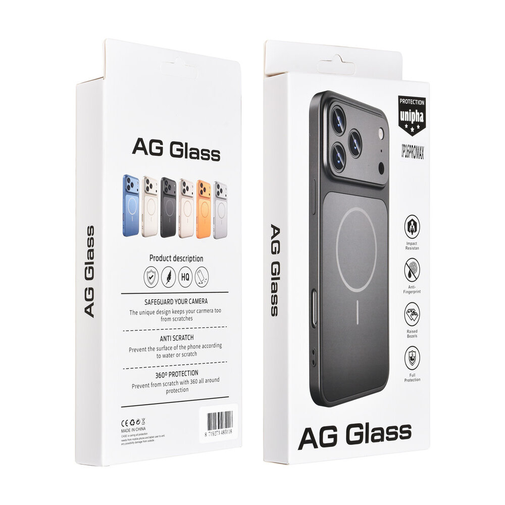 AG Matte Glass AG Matte Glass iPhone 16 Pro Max Back cover case - Magsafe full protection cover - Black AG Matte Glass AG Matte Glass iPhone 16 Pro Max Back cover case - Magsafe full protection cover - Black