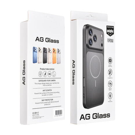 AG Matte Glass AG Matte Glass iPhone 16 Pro Max Back cover case - Magsafe full protection cover - Black AG Matte Glass AG Matte Glass iPhone 16 Pro Max Back cover case - Magsafe full protection cover - Black