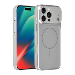 AG Matte Glass iPhone 16 Pro Max Backcover hoesje - Magsafe full protection cover - Zilver