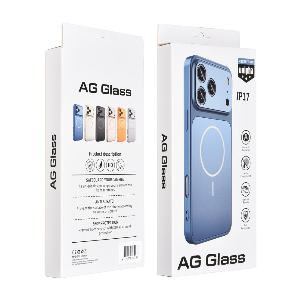 AG Matte Glass AG Matte Glass iPhone 17 Backcover hoesje - Magsafe full protection cover - Blauw