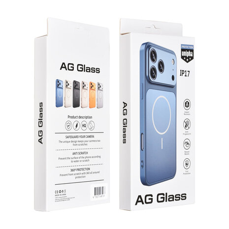 AG Matte Glass AG Matte Glass iPhone 17 Backcover hoesje - Magsafe full protection cover - Blauw