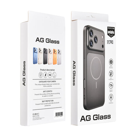 AG Matte Glass AG Matte Glass iPhone 17 Pro Back cover case - Magsafe full protection cover - Black AG Matte Glass AG Matte Glass iPhone 17 Pro Back cover case - Magsafe full protection cover - Black