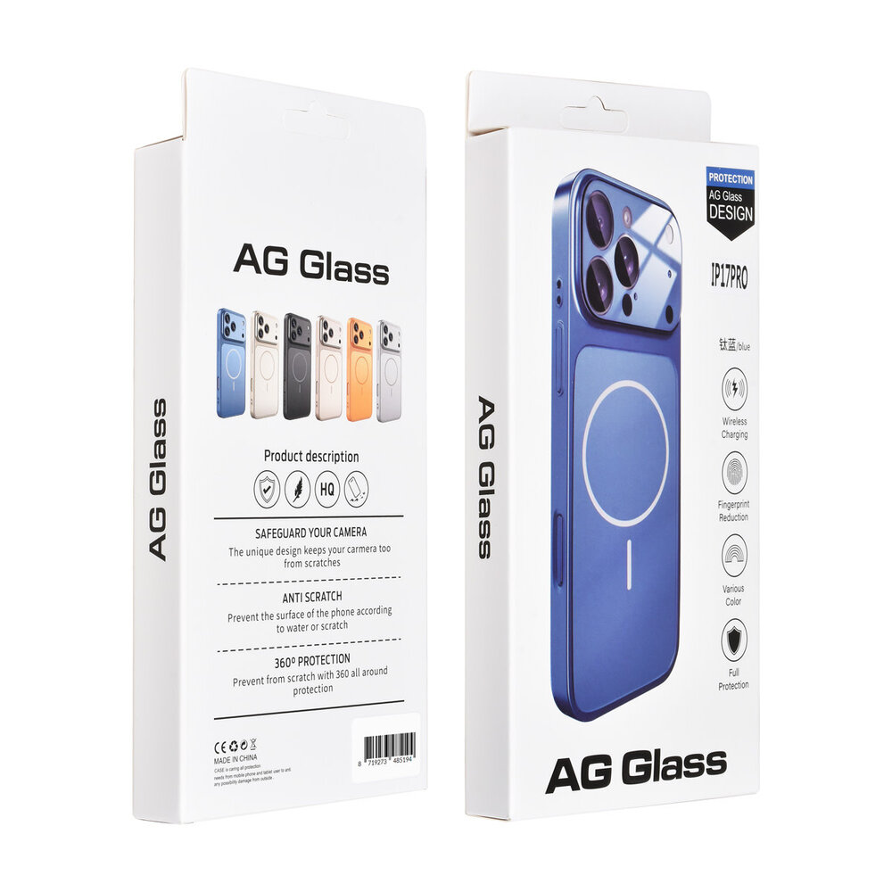 AG Matte Glass AG Matte Glass iPhone 17 Pro Back cover coque - Magsafe full protection cover - Bleu