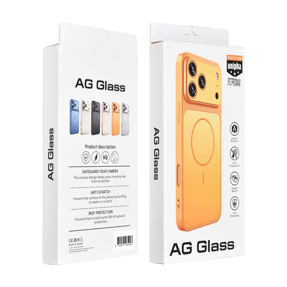 AG Matte Glass AG Matte Glass iPhone 17 Pro Max Back cover coque - Magsafe full protection cover - Orange