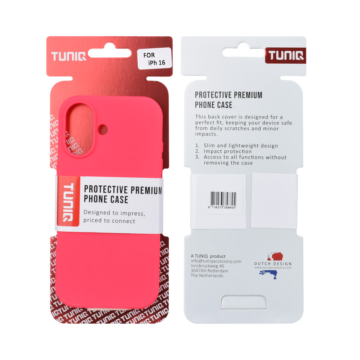 TUNIQ TUNIQ iPhone 16 Backcover hoesje - Full Silicone - Felroze, foto 3 van 6