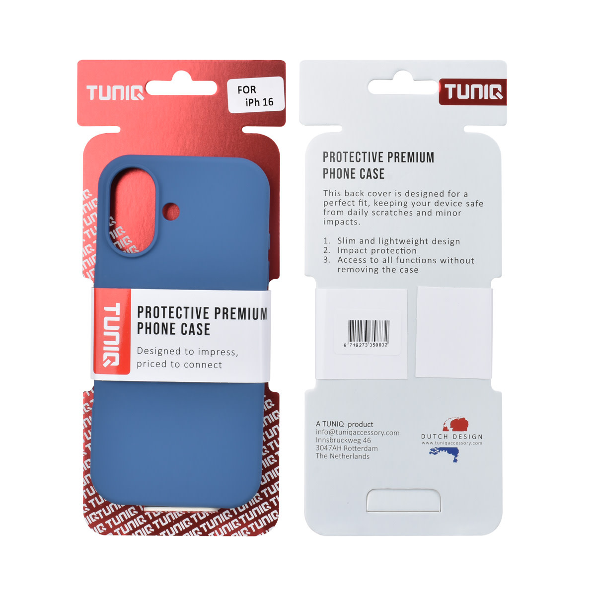 TUNIQ TUNIQ iPhone 16 Backcover hoesje - Full Silicone - Blauw, foto 3 van 6