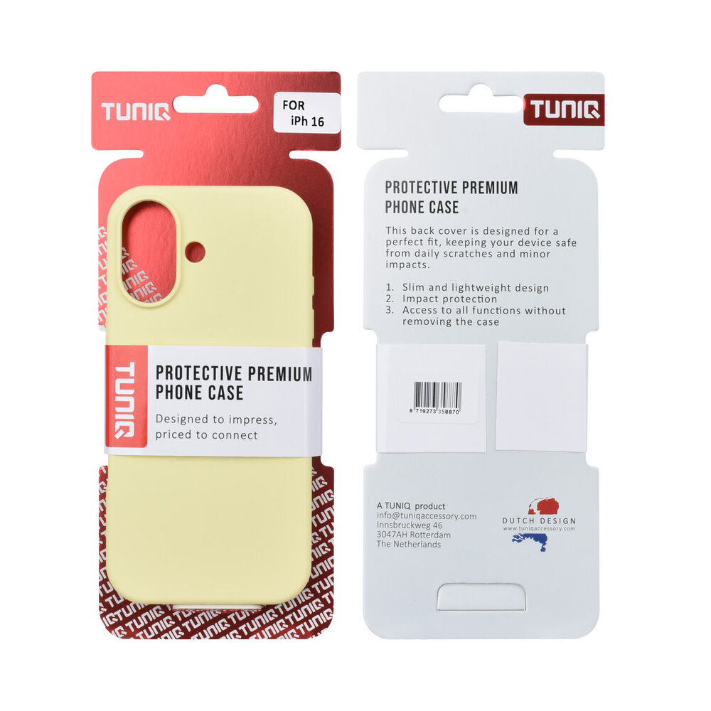 TUNIQ TUNIQ iPhone 16 Backcover hoesje - Full Silicone - Geel