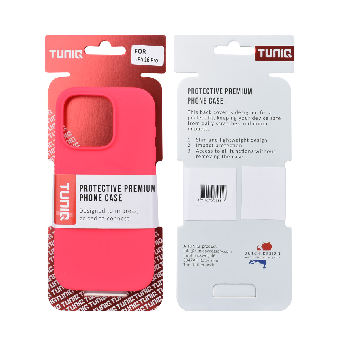 TUNIQ TUNIQ iPhone 16 Pro Backcover hoesje - Full Silicone - Felroze, foto 3 van 6
