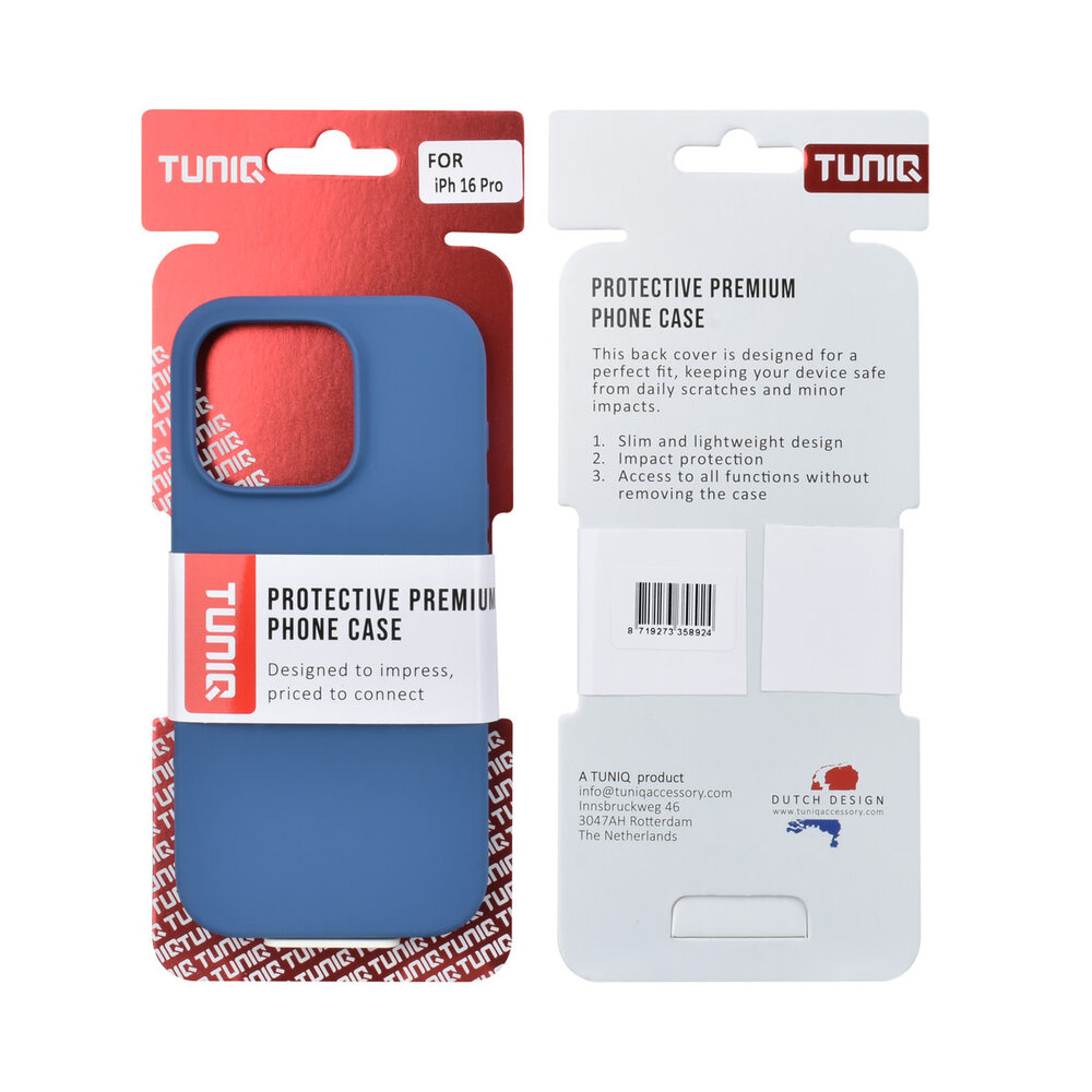 TUNIQ TUNIQ iPhone 16 Pro Back cover coque - Full Silicone - Bleu TUNIQ TUNIQ iPhone 16 Pro Back cover coque - Full Silicone - Bleu