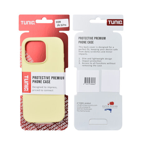 TUNIQ TUNIQ iPhone 16 Pro Back-Cover hul - Full Silicone - Gelb TUNIQ TUNIQ iPhone 16 Pro Back-Cover hul - Full Silicone - Gelb