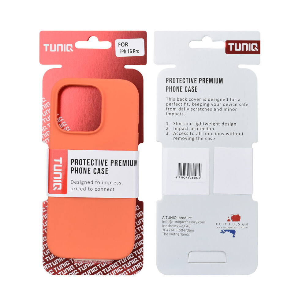 TUNIQ TUNIQ iPhone 16 Pro Back cover coque - Full Silicone - Orange